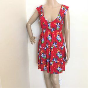 Colorful Floral Sundress-Juniors-Red Floral-Comfortable-Sexy Summer Fashion